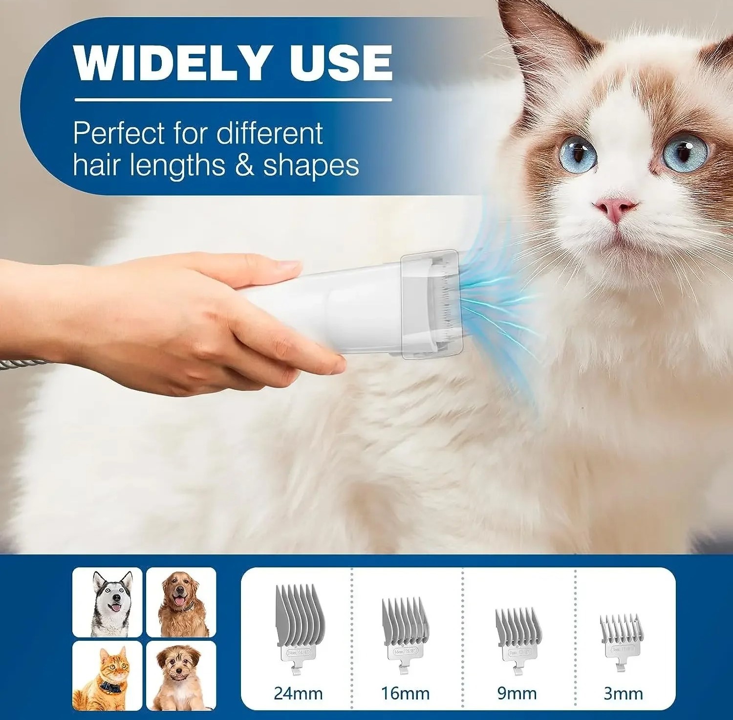 Advanced Pet Grooming Vacuum Kit – 2.3L Capacity, Quiet Dog & Cat Hair Remover