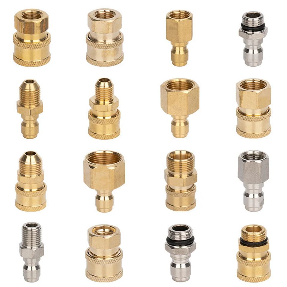 Pressure Washer Quick Connect Adapter 1/4in Brass/Stainless Coupler | Male Female Connector Fitting for Hose Pumps