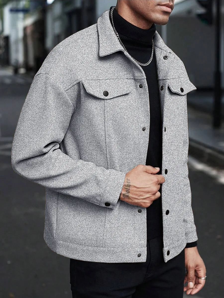 Mens Turtleneck Wool Jacket Casual Business Winter Coat