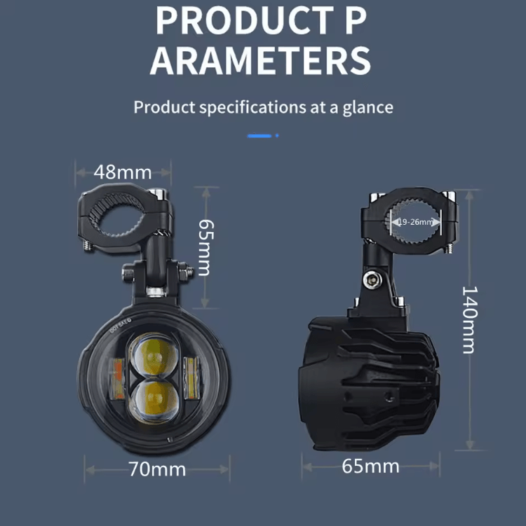 100W Dual-Color Motorcycle LED Fog Lights – Auxiliary Driving Spotlights (Pair)