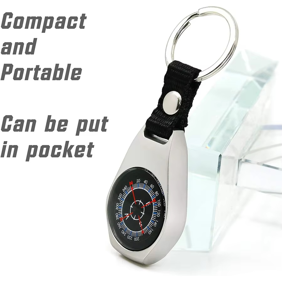 Metal Keychain Compass Precision Navigation Tool for Outdoor Adventures | Shatter-resistant Zinc Alloy | Compact