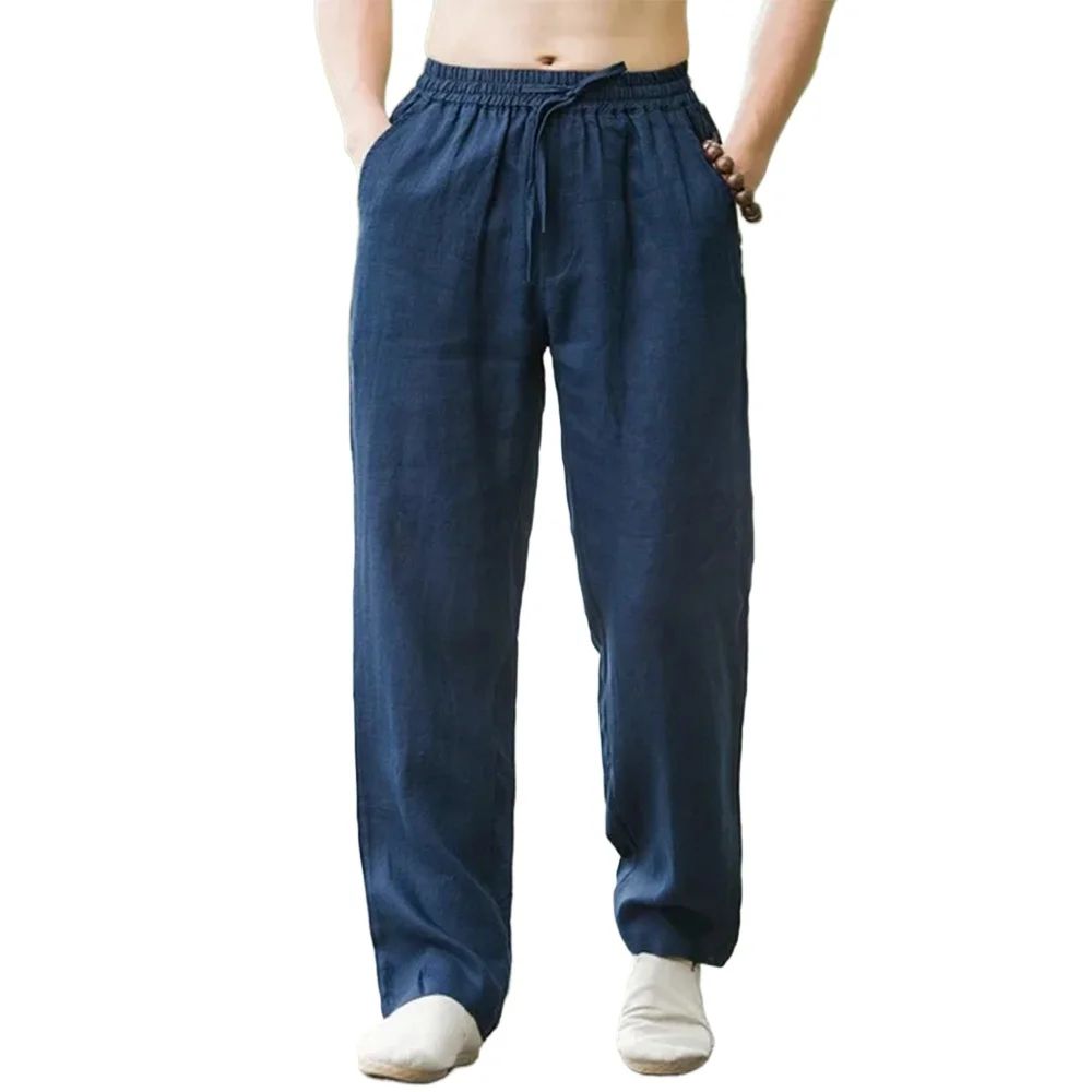 Men's Cotton Linen Beach Jogger Pants – Casual Loose Summer Streetwear Vacation Trousers