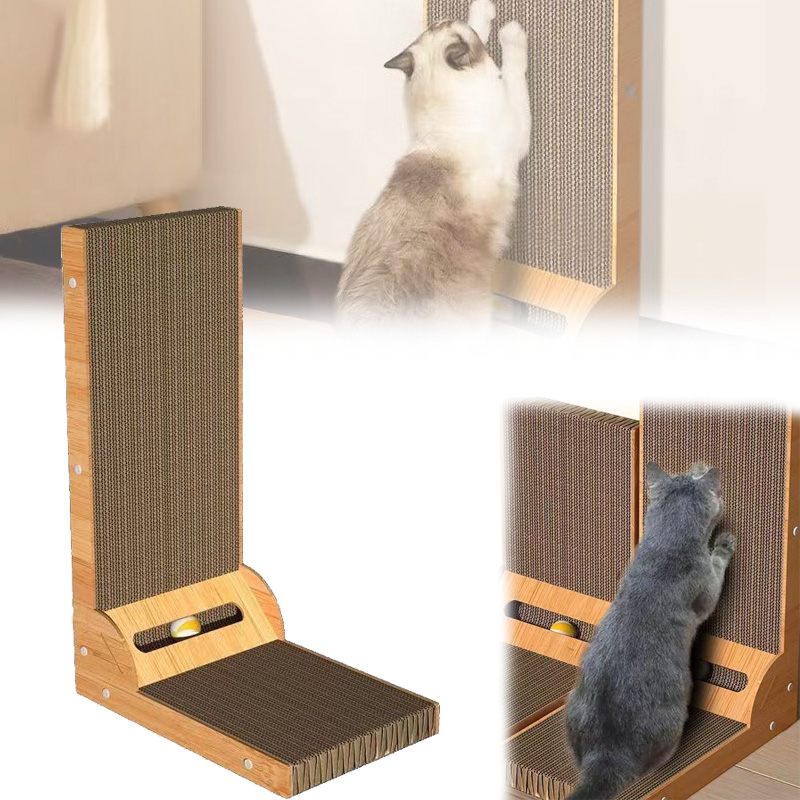 Cat Scratching Board L-shaped Detachable Wooden Wear Resistant Scratch Resistant Furniture Protector