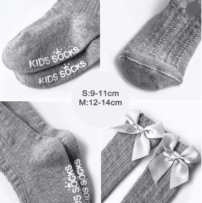 Baby Girls Christmas Knee High Bow Socks Cute Cotton Princess Long Tube Socks