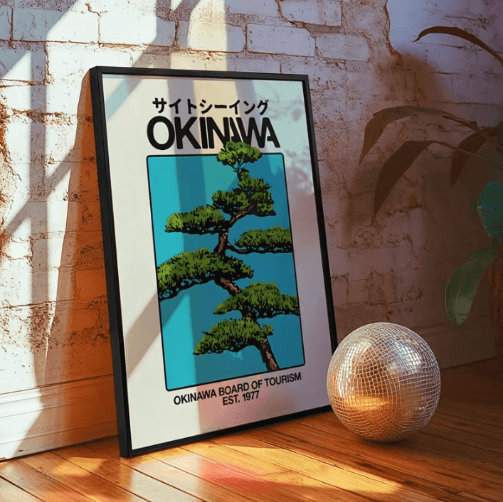 Retro Okinawa Japanese Travel Canvas Print – Vintage Okinawa Wall Art Poster