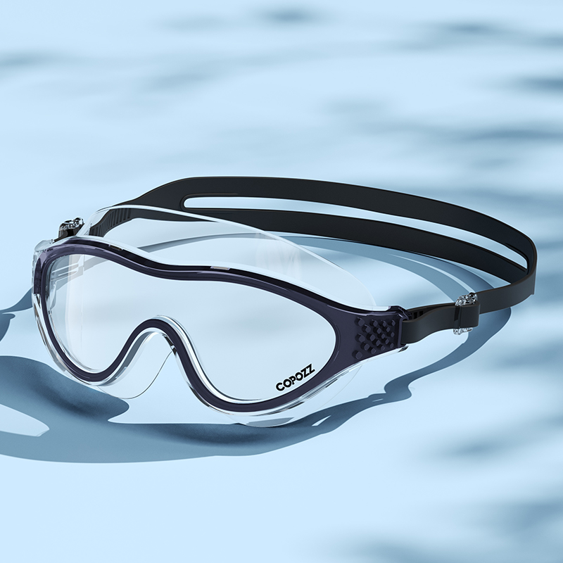 Anti Fog Swimming Goggles with UV Protection Large Frame Adjustable Silicone Fit