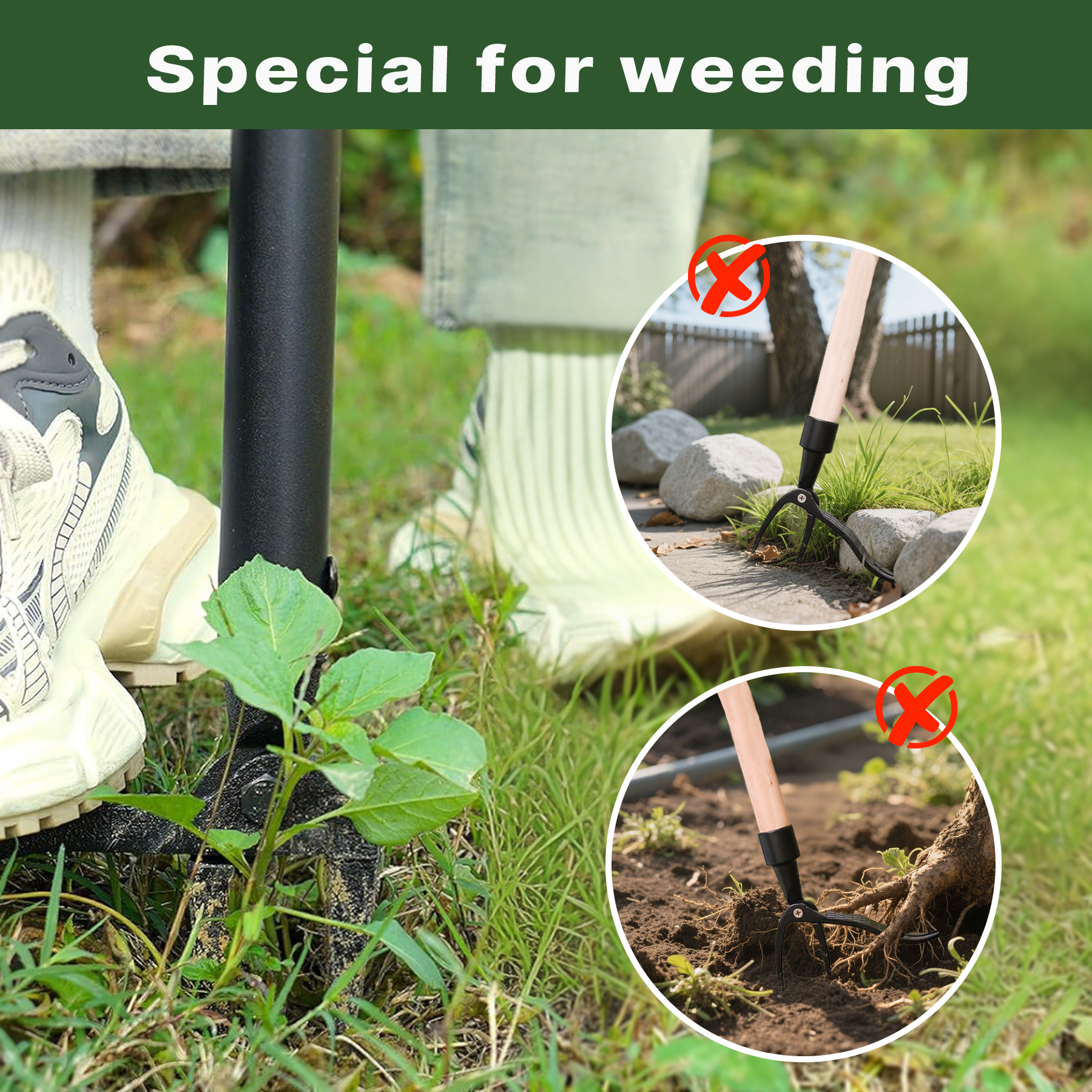 Single Weeder Without Pole, Manual Rooting and Weeding Garden Tool