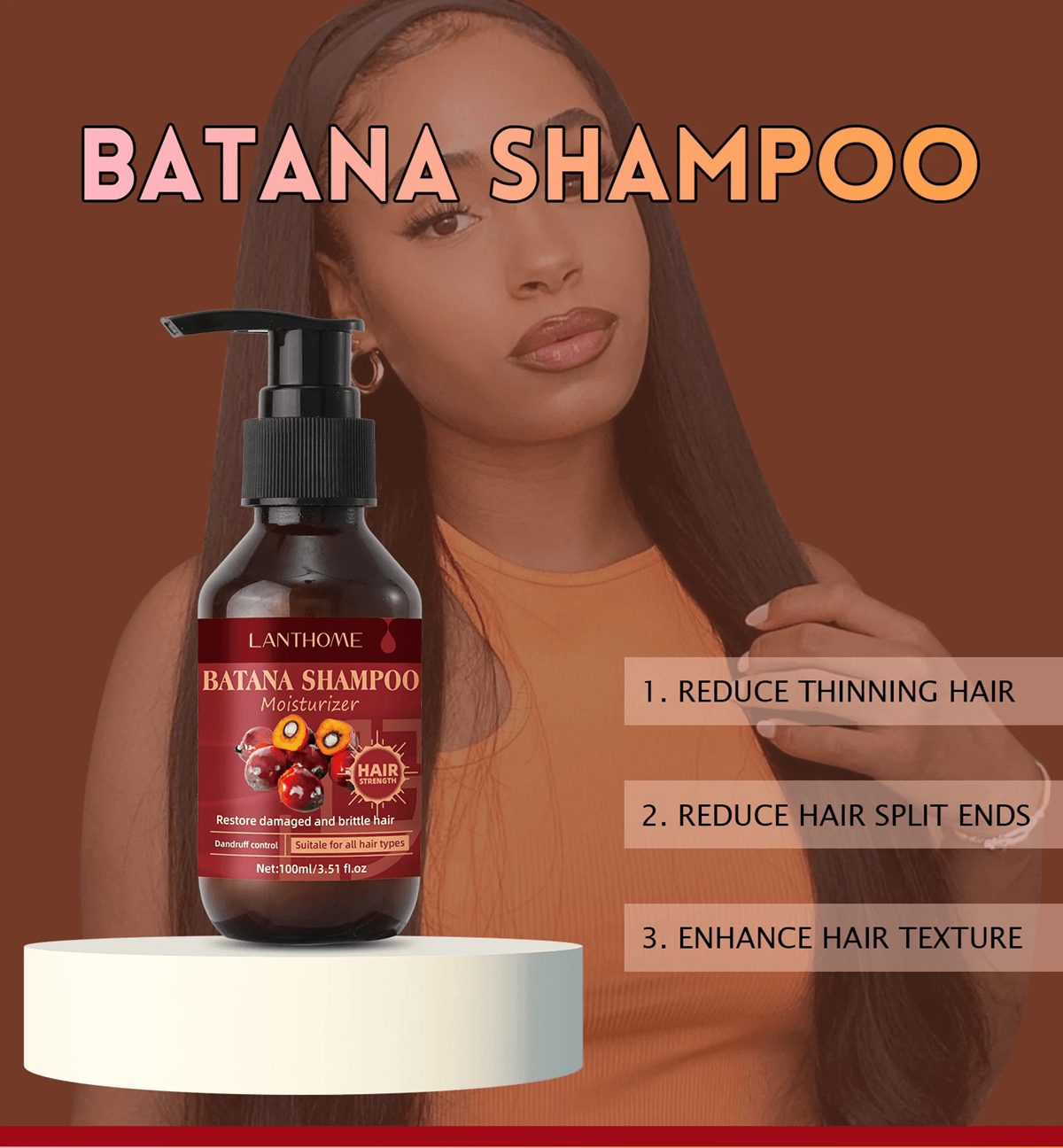Batana Strengthening Shampoo with Biotin and Mint for Damaged and DandruffProne Hair