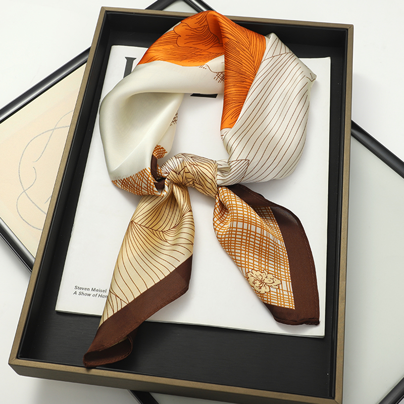 Satin Square Scarf, Bandana Hair Skinny Tie Wrap Foulard, Femme Handkerchief Shawl