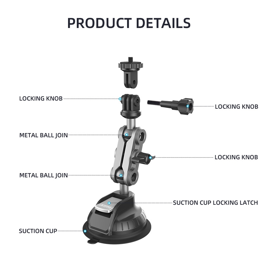 Dashboard Quick-release Holder, Powerful Suction Cup Car Mount for Insta