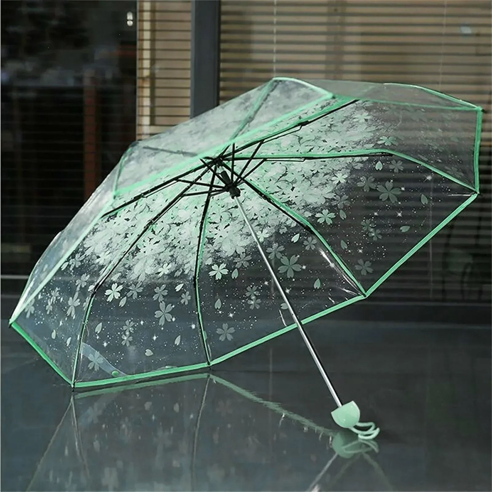Fashionable Transparent Sakura Petal Folding Umbrella