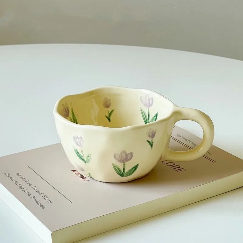 Handcrafted Irregular Flower Ceramic Coffee Mug