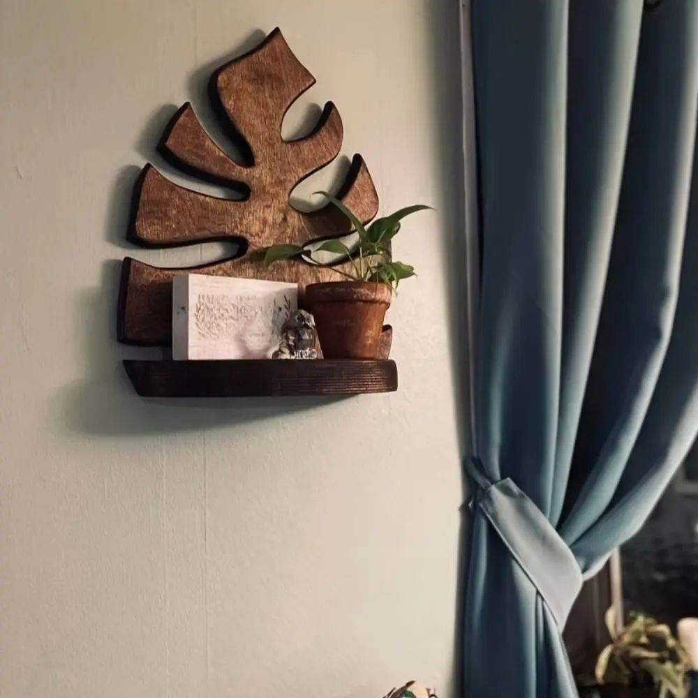 Rustic Wooden Wall Plant Shelf & Wall Mounted Plant Holder Storage Rack