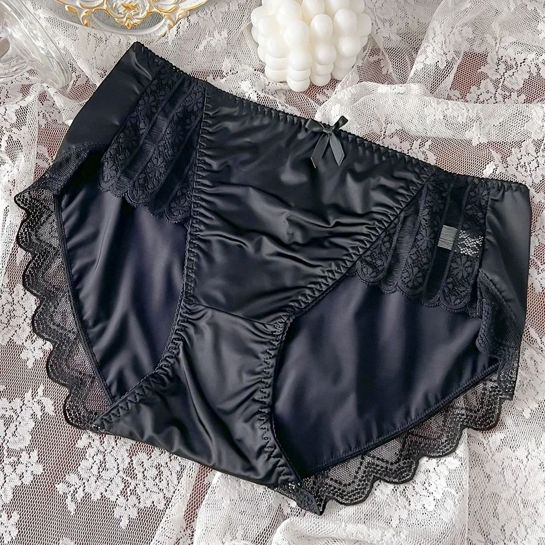 New Underwear for Women Satin Traceless Ice Silk Panties Mid Waist Breathable Sexy Lingerie Comfortable Lady Brief