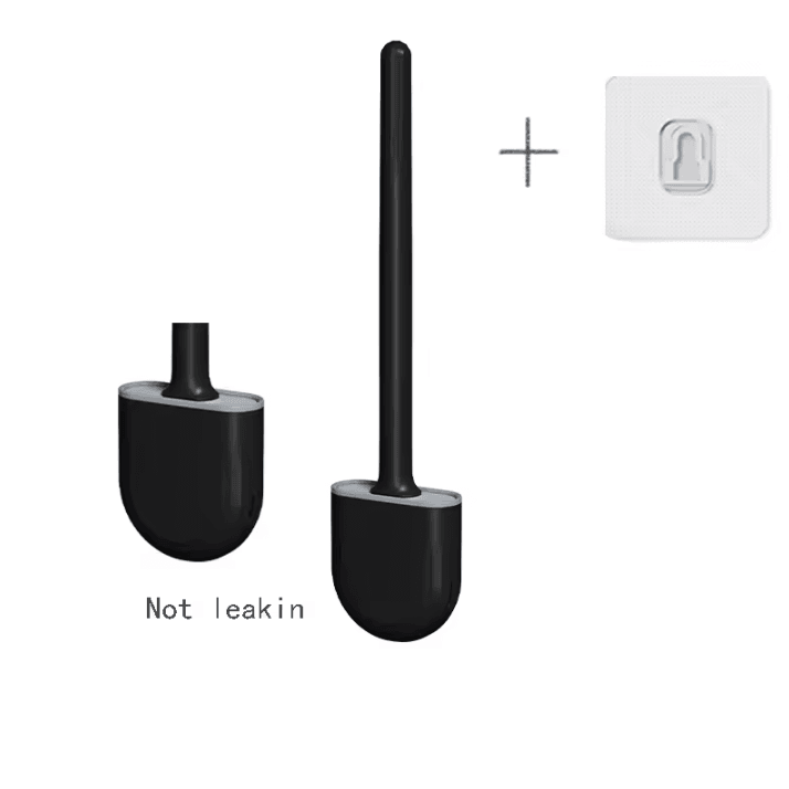 Wall-Mounted Silicone Toilet Brush with Holder – Long Handle Hygienic Bathroom Cleaning Tool