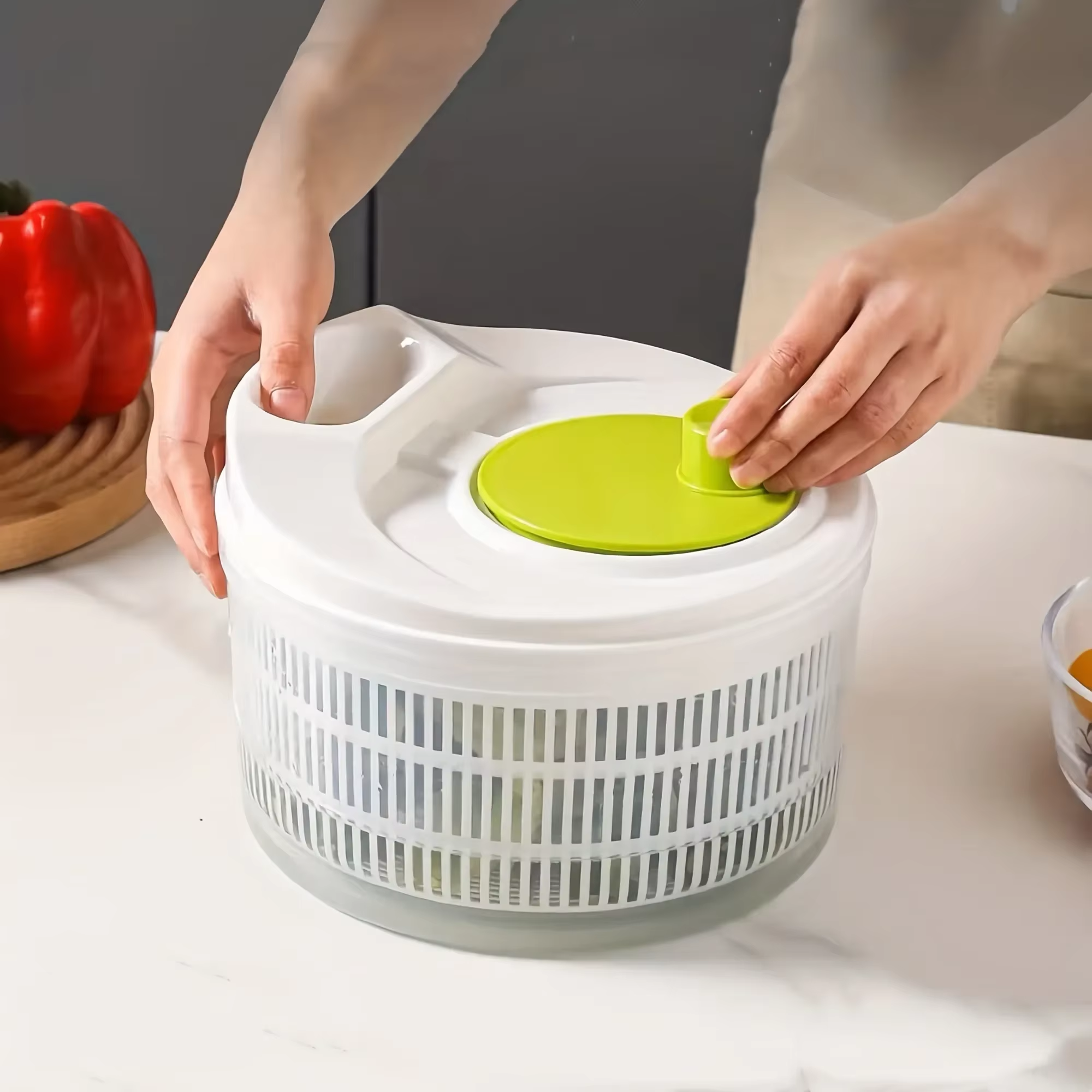 Lettuce Greens Washer Salad Spinner Dryer Drainer Crisper Strainer for Washing Drying Leafy Vegetables Kitchen Tool