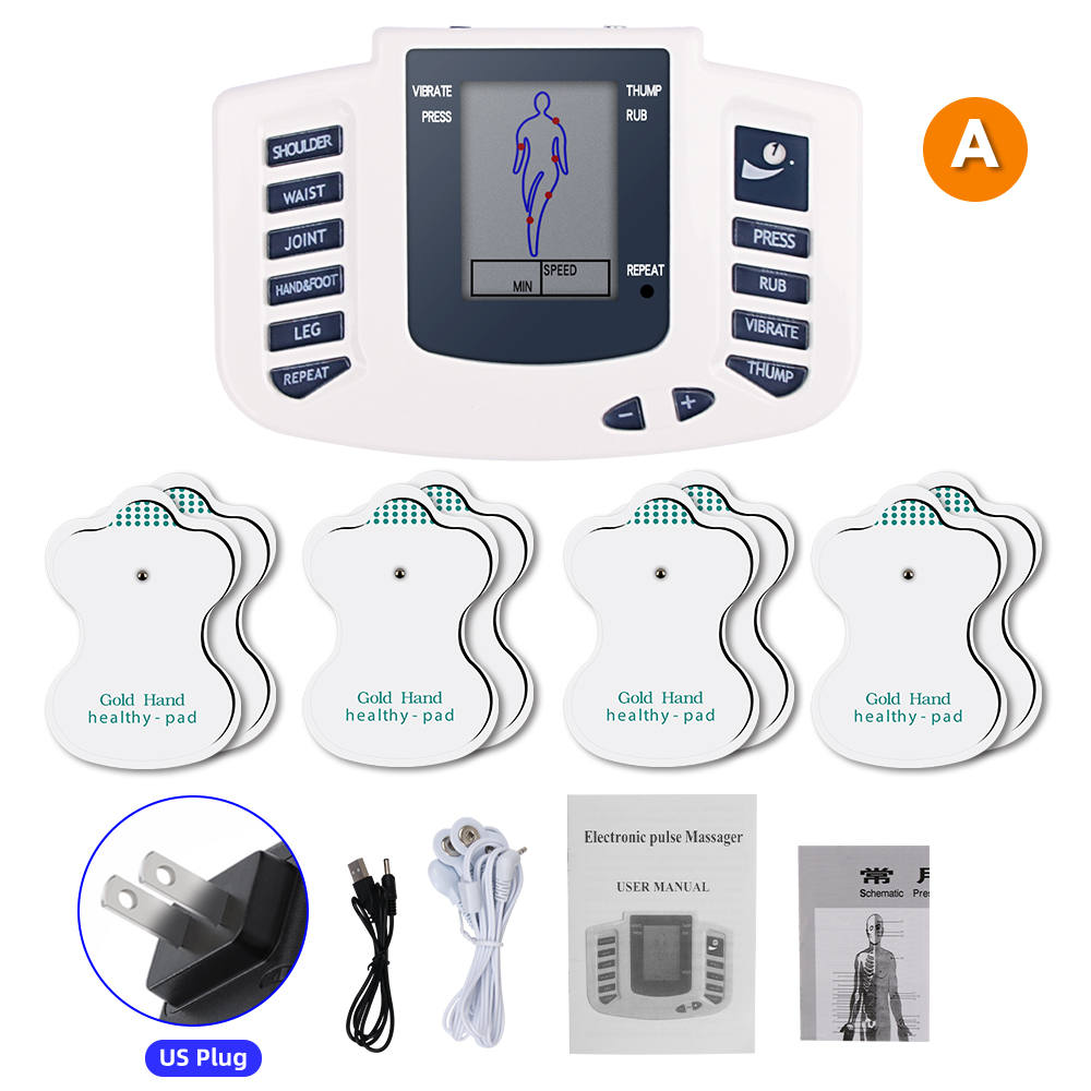 Full Body EMS Muscle Stimulator TENS Unit with 16 Pads and Digital Massage Therapy
