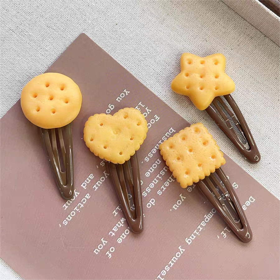 Cute Baked Cookie Hairpin Side Clips for Girls – Korean Hair Accessories for Women