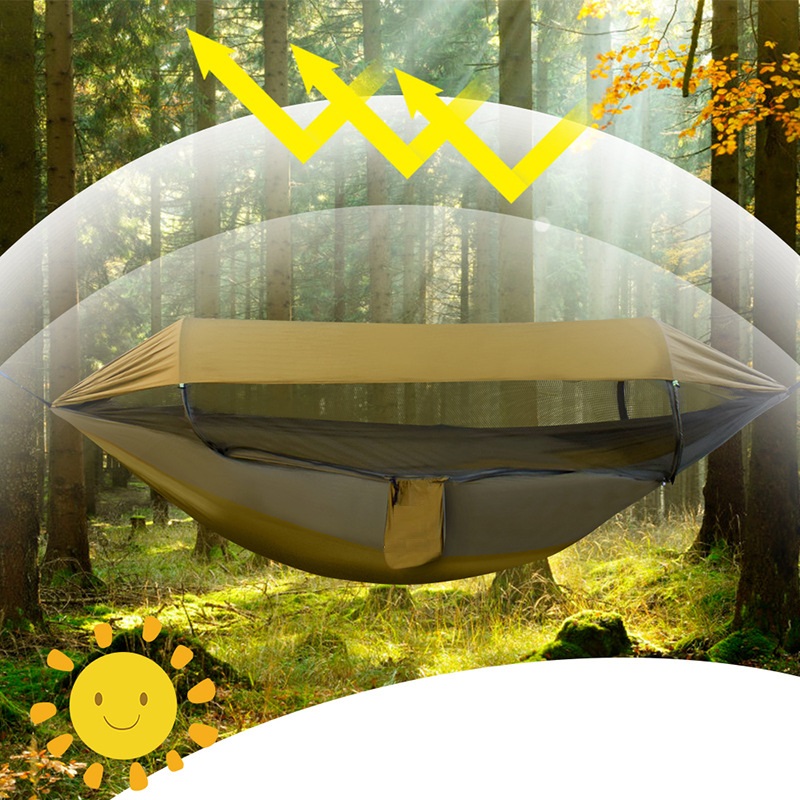 Quick Release Double Camping Hammock with Mosquito Net and Rain Fly