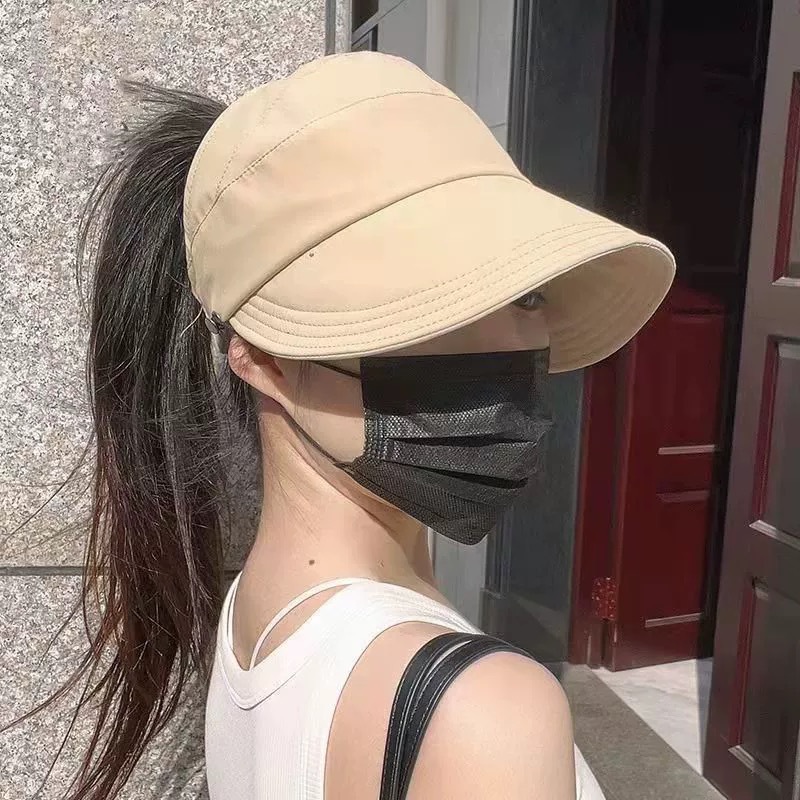 Women's Summer Empty Cap, Quick Dry Outdoor Visor, Thin Sunscreen Hat, Upgrade Style with Mask Holder.