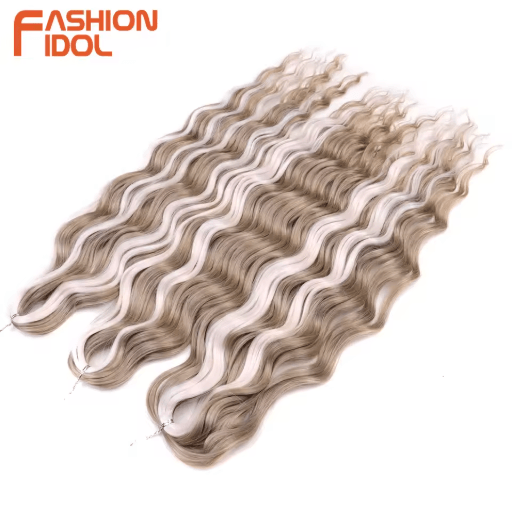 Anna Hair 24 Inch Loose Deep Wave Synthetic Crochet Braiding Hair Ombre Blonde Water Wave