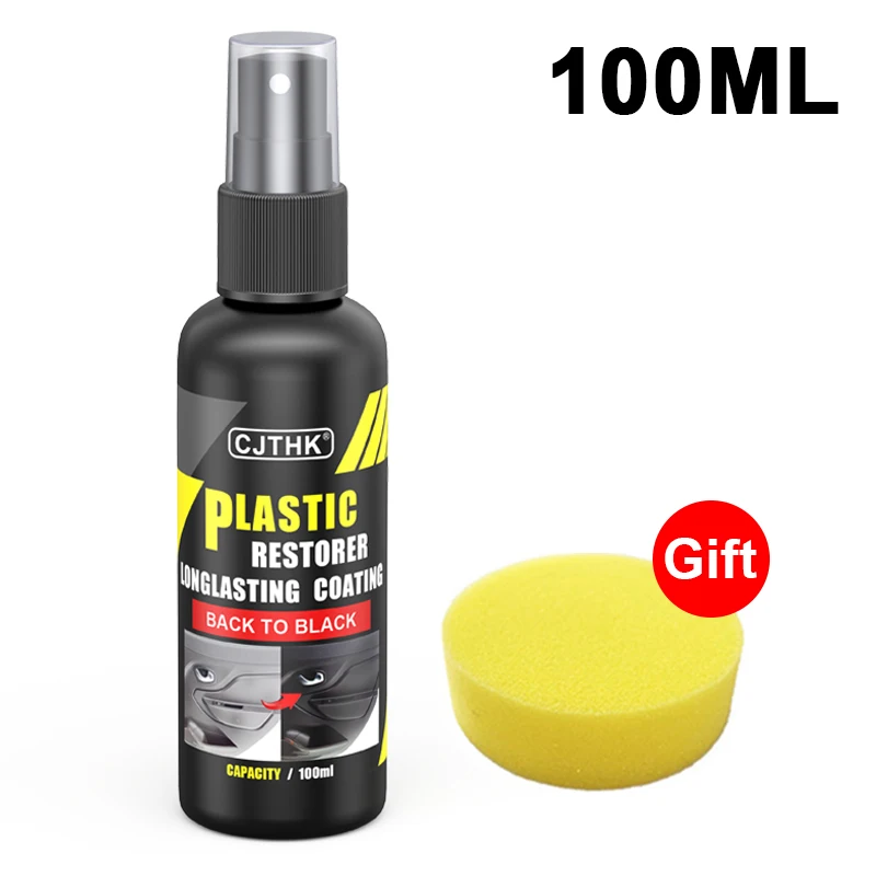 Car Plastic Restorer Long Lasting Gloss & Leather Revitalizer Auto Polish & Trim Cleaner