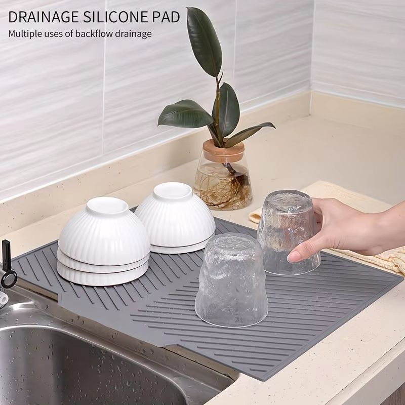 Premium Silicone Dish Drying Mat – Non-Slip Countertop Sink Draining Pad