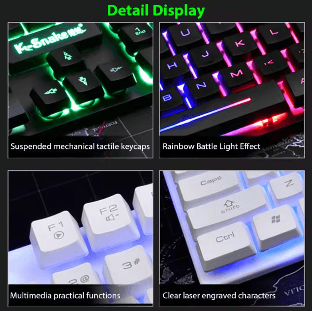 KM320 Keyboard & Mouse Combo – Waterproof Backlit Gaming Set with Luminous LED