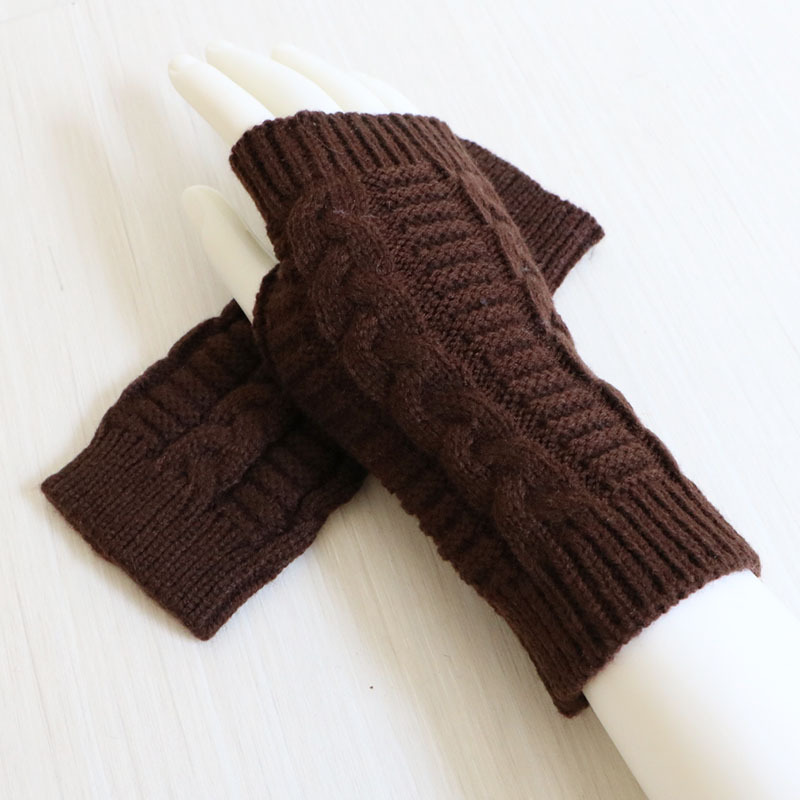 Women Stylish Hand Warmer Crochet Winter Gloves, Faux Wool Mitten, Twist Pattern, Warm Finger less Gloves