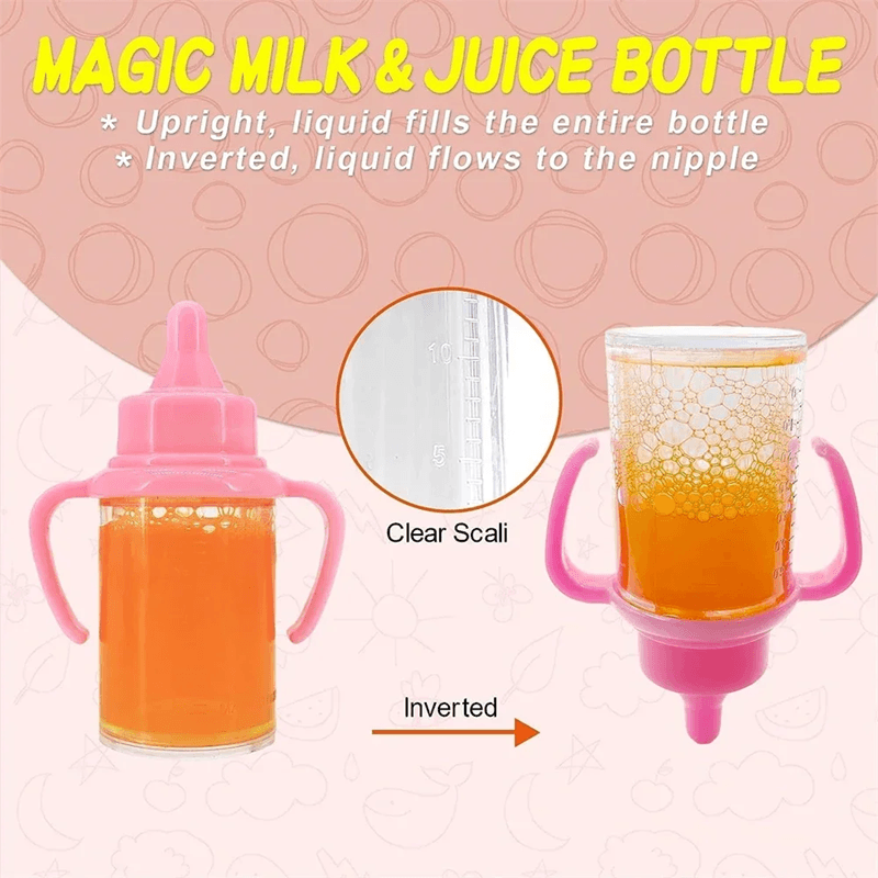 Baby Doll Feeding Bottle Set Toy Milk Juice Bottles with Pacifier
