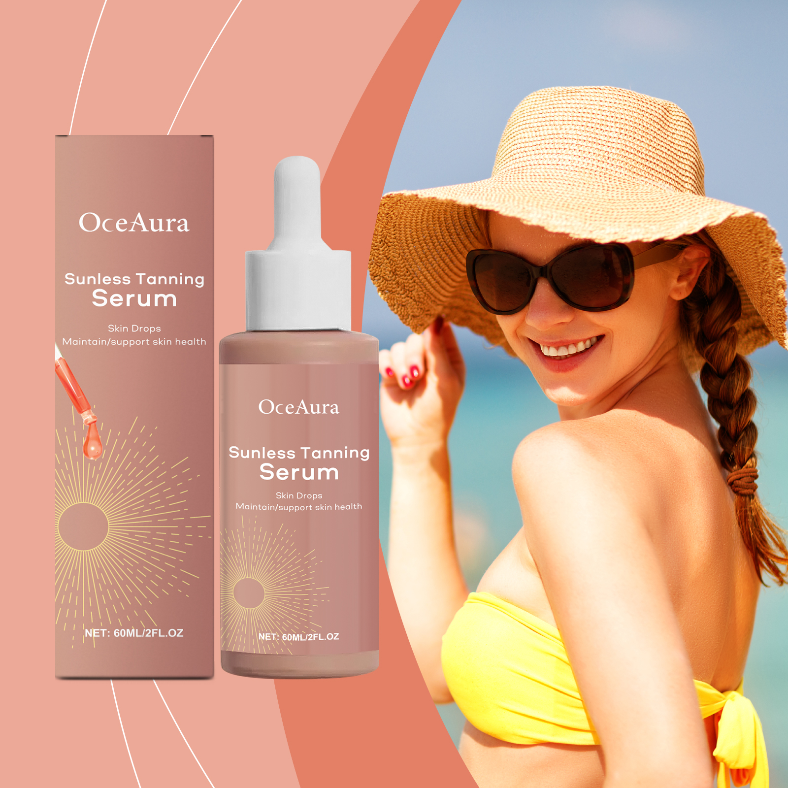 Radiant Glow Self Tanning Drops for Face & Body Natural Sunless Tanning Drops