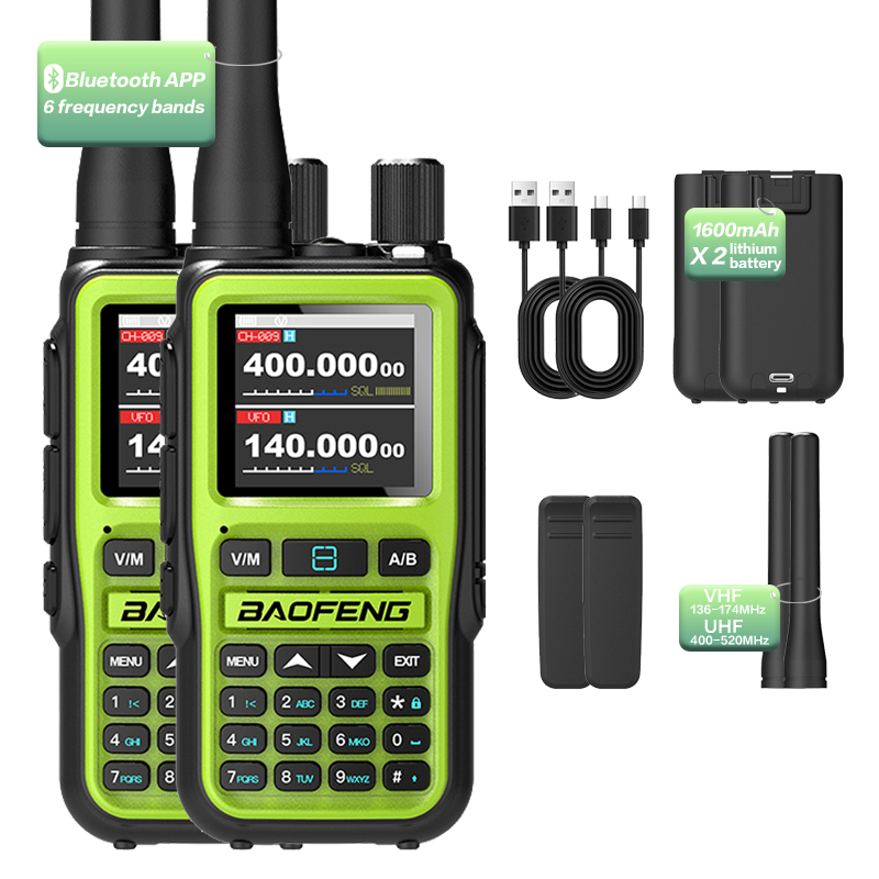 UV Mini Walkie Talkie with Bluetooth & NOAA Weather Radio, USB C Charging
