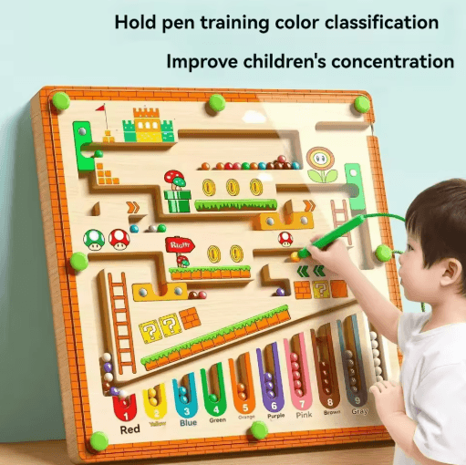 Childrens Magnetic Maze Puzzle Toy Walking Ball Concentration Logic Training Board