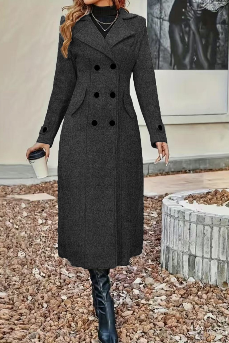 Temperament Women's Slimming Coat, Double Breasted Wool Blen Coat, Autumn and Winter Fashion with Lining