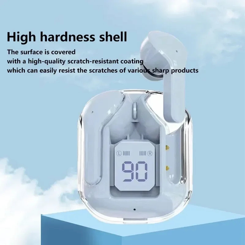 Wireless Bluetooth Earphone, Transparent Headphones, LED Power Digital Display, Stereo Sound Earphones