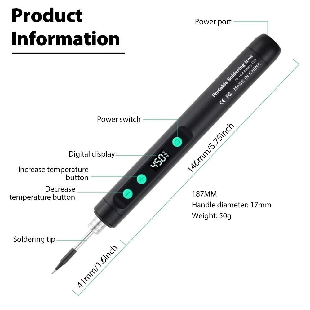 Portable Wireless Soldering Iron – 450°C Adjustable Temperature Repair Kit