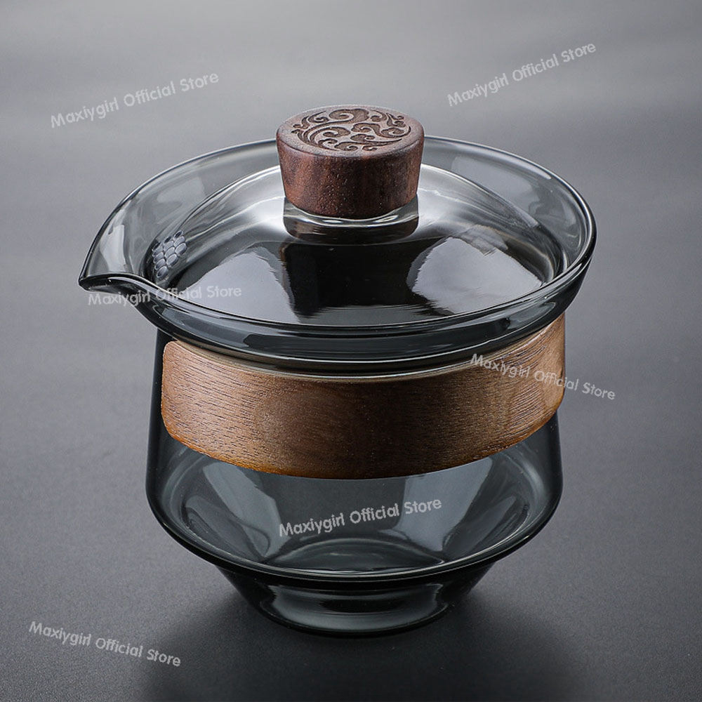 Puer Tea Cup and Lid Tea Bowl Chawan, Japanese Heat Resistant Glass Gaiwan, Kung Fu Tea Accessories