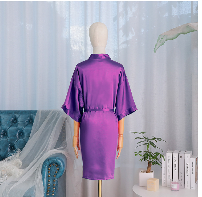 Silk Satin Women Wedding White Bride Robe, Sleeve Morning Gown, Loose Nightgown Kimono Bathrobe Sleepwear for Brides