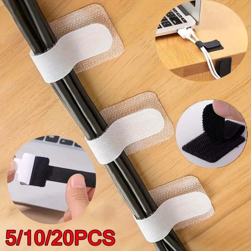 Reusable Adhesive Cable Ties – High-Performance Adjustable Cord Organizer Straps for Desk Management