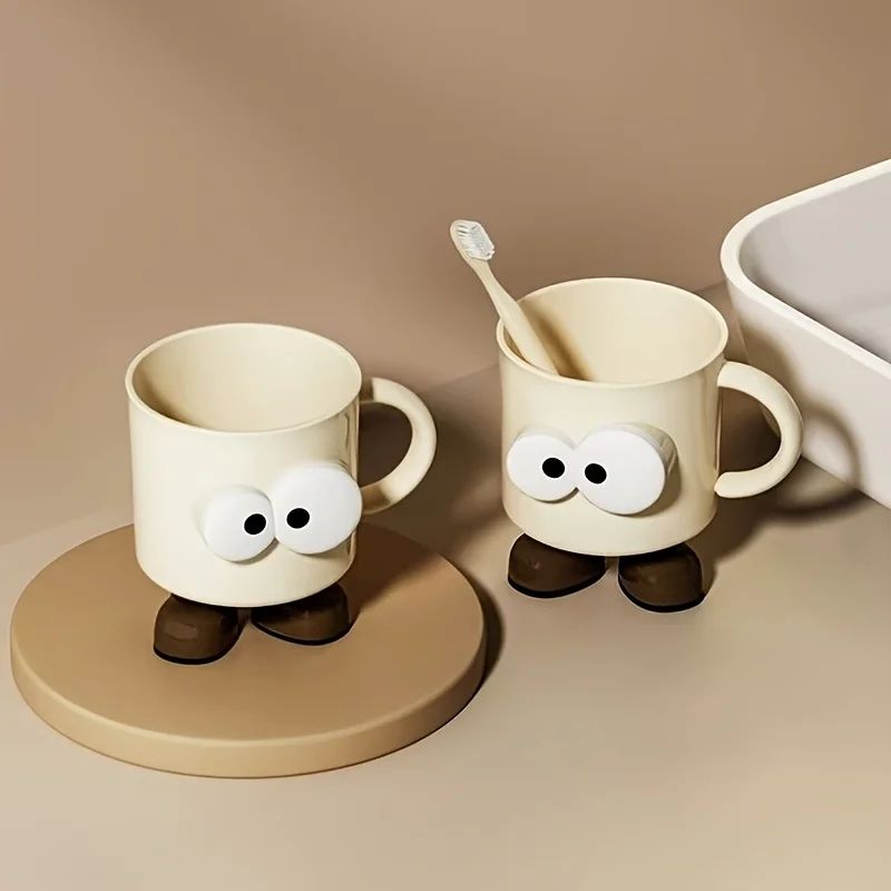 Cute Cartoon Couple Toothbrush Cup – Non-Slip Bathroom Mouthwash Tumbler