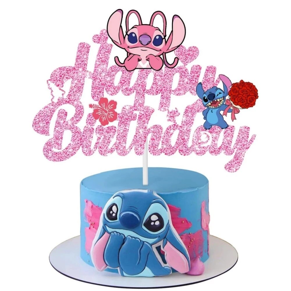 Disney Lilo Stitch Happy Birthday Cake Topper: Perfect Party Decoration for Baby Showers & DIY Baking Supplies - Kids Gi