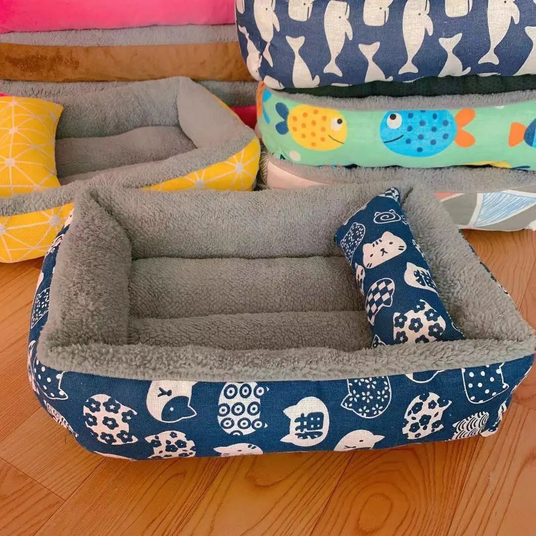 SnuggleNest Plush Lounger – Soft Pet Bed with Pillow, Winter-Warm Cat & Dog Sleeping Mat