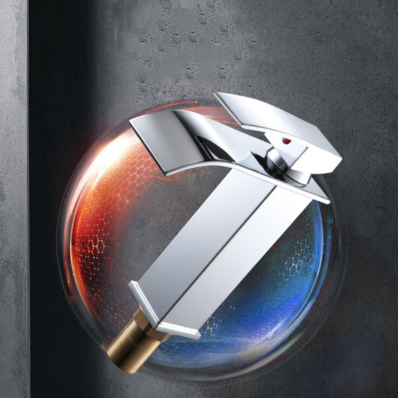 Dual Control Household Hot and Cold Waterfall Faucet Kitchen Bathroom Splash-proof Countertop Faucet Toilet Faucet