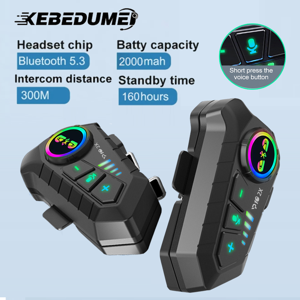 Helmet Bluetooth Intercom Headset, Motorcycle 2 Riders Communication System, Waterproof Music Sharing