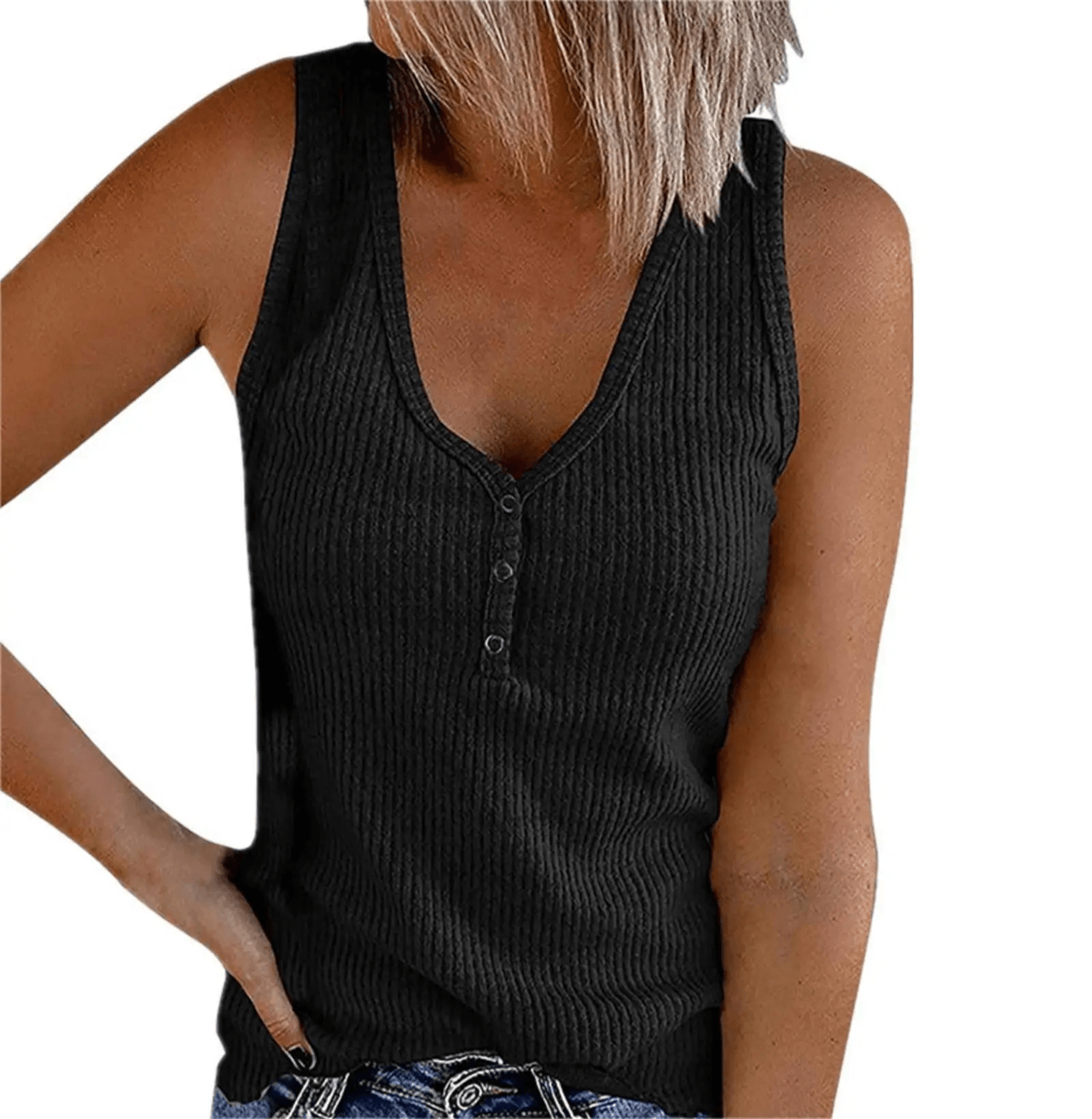 BreezyStyle Womens Button Down V Neck Tank Top