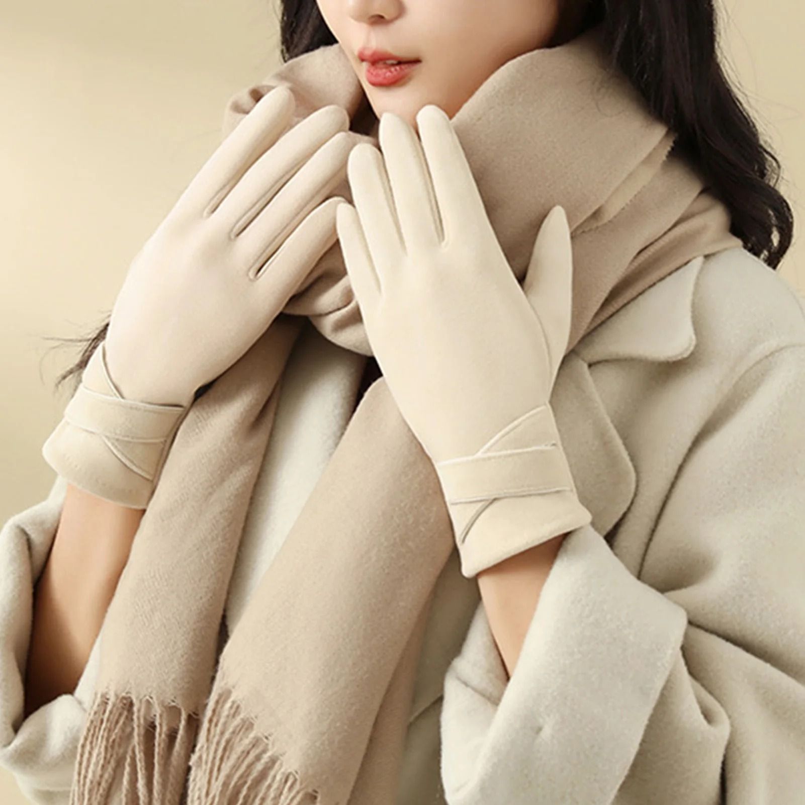 Warm Womens Touchscreen Gloves Fleece Lined Windproof Winter Riding Gloves