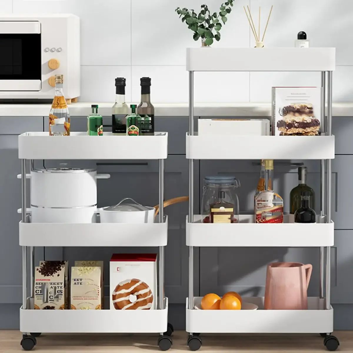 Slim Rolling Storage Cart 3 Tier Gap Organizer Rack