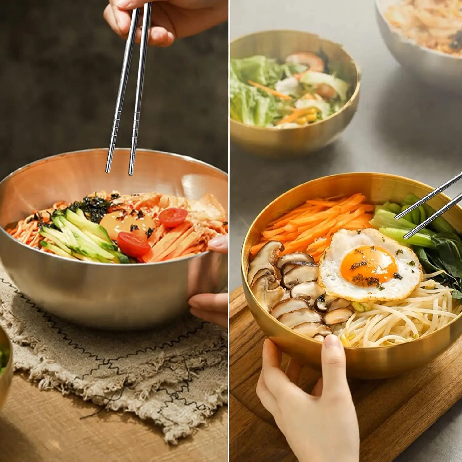 Chopsticks Stainless Steel Non-slip Sushi Chopstick, Reusable Food Metal Stick, Durable Kitchen Tableware