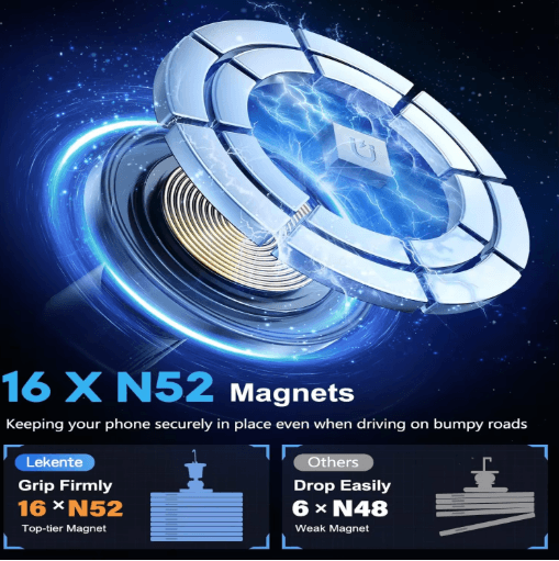 UYUXIO 15W Magnetic Wireless Car Charger Air Vent Mount for iPhone