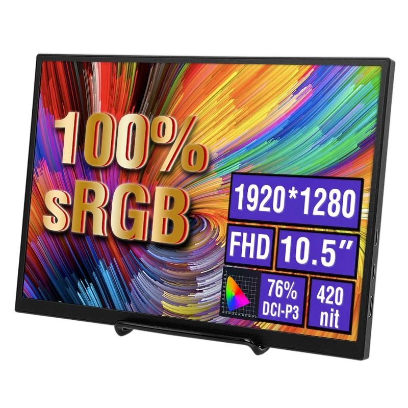 Portable 10.5 Inch Monitor 1920x1280 HDR Low Blue Light with Dual Type C and HDMI